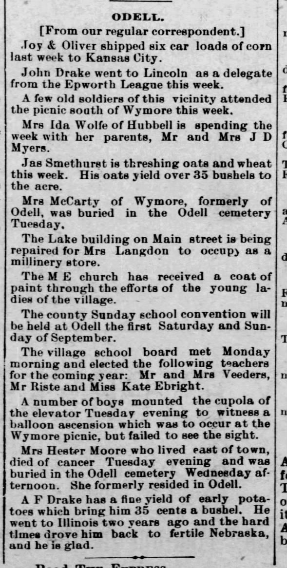 Clipping from The Beatrice Daily Express